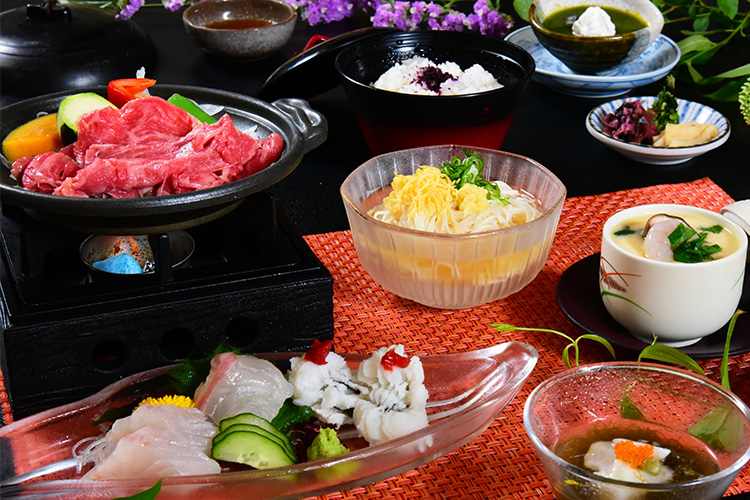 夏限定おすすめ「焼牛しゃぶと鱧ご膳」